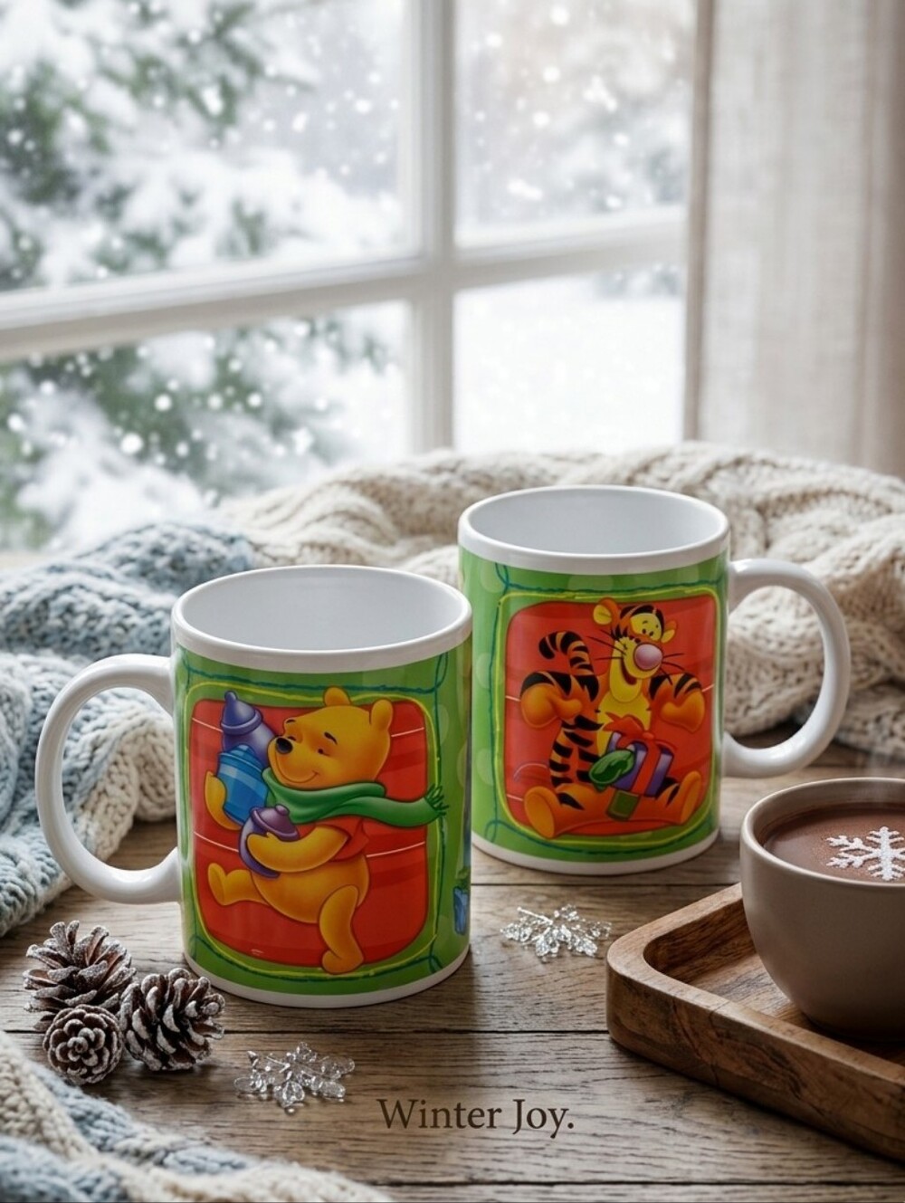 3/$15 MUGS SALE! Disney Winnie the Pooh Winter Season Cup Kids Coffee Mugs Set